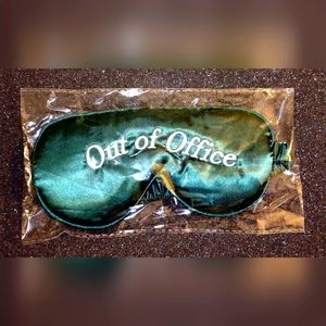 THREE Sleep Masks Satin Emerald Green "Out of Office" White & Black